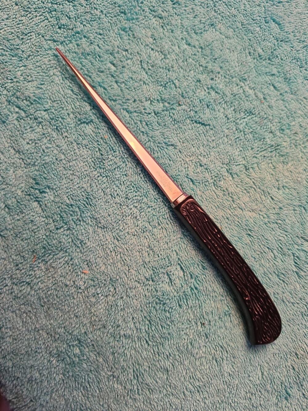 Vintage Letter Opener IDL No 98 Stainless Steel Black Handle Serrated